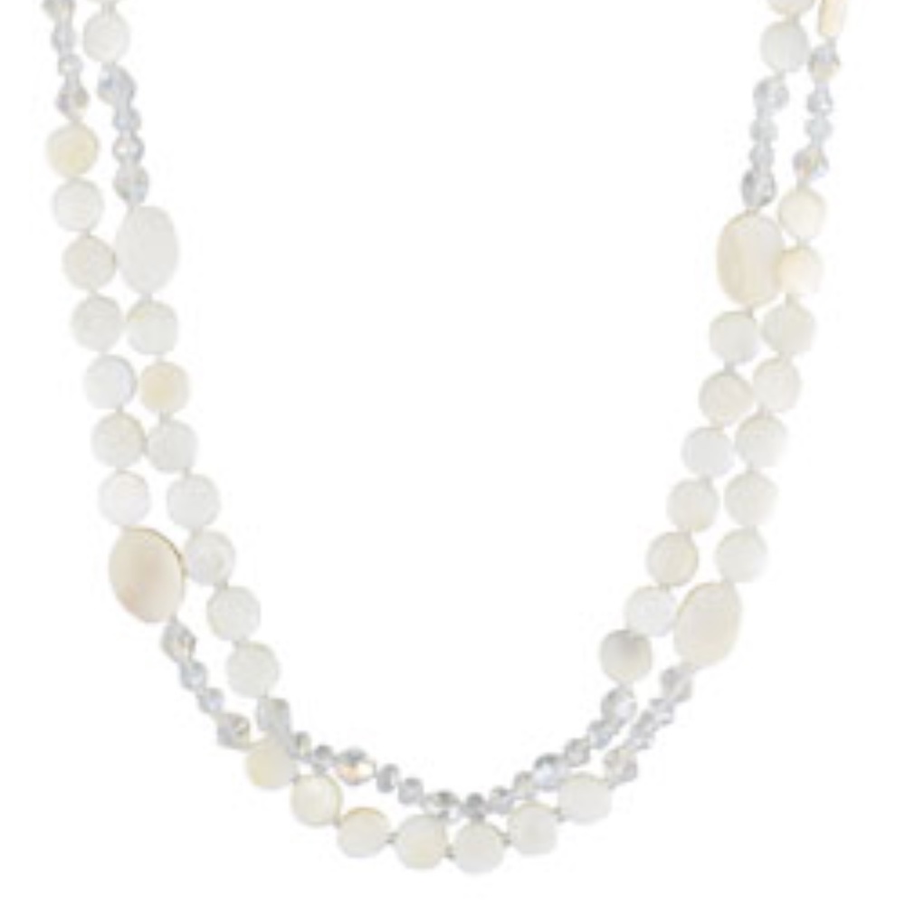 GREENBEADS MOP & Crystal Double Strand Necklace